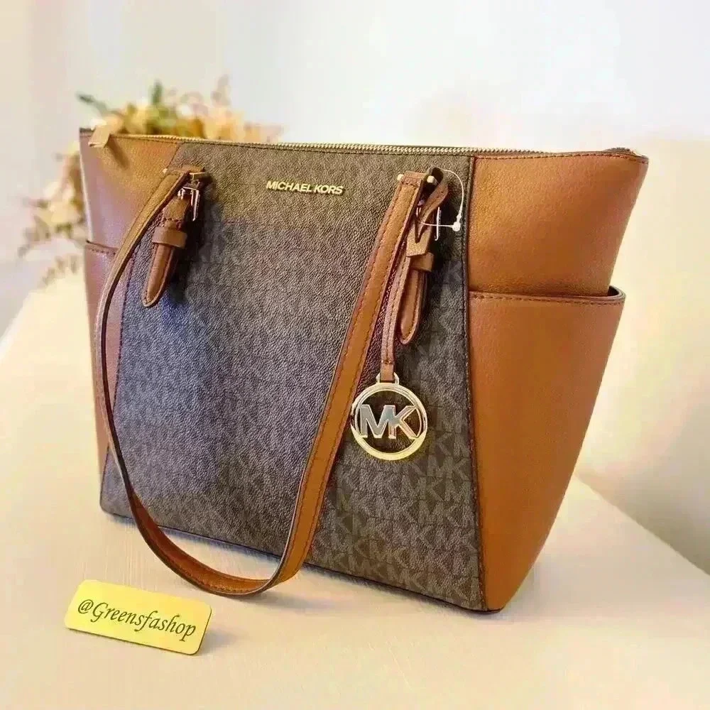 Michael Kors Charlotte Top Zip Tote shoulder bag brown - Picture 3 of 9